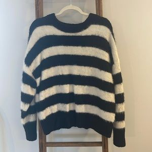 Black and White Stripe Mohair Sweater